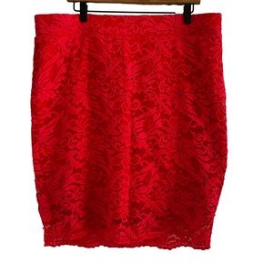 Torrid Vibrant Red Lace Pencil Skirt 2
